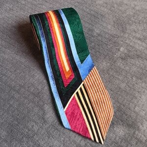 Zianetti Abstract Tie Imported Italian Silk Made In USA Multicolor Geometric